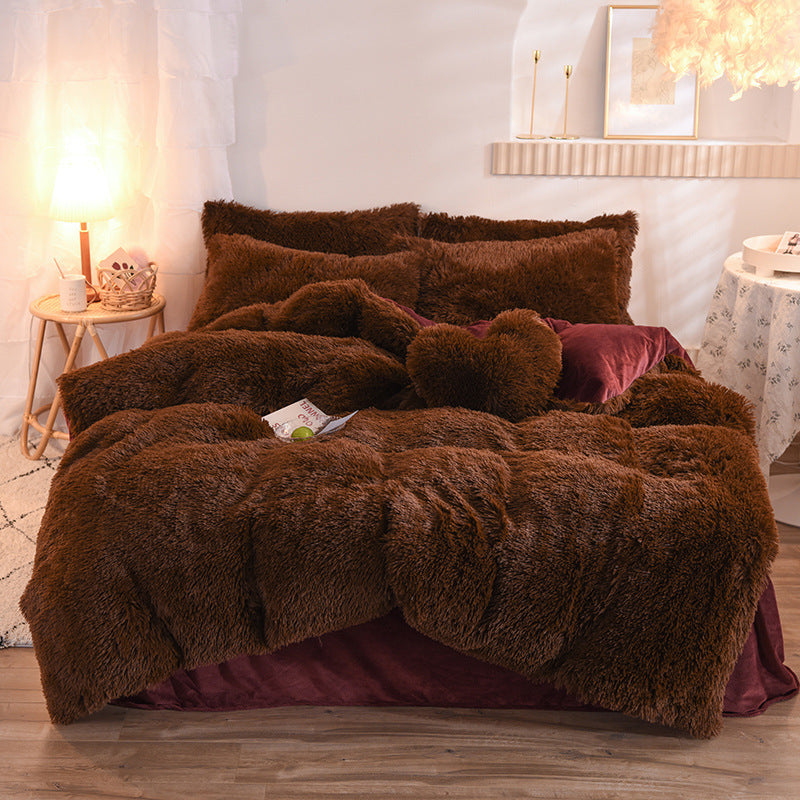 Luxury Thick Fleece Duvet Cover Set - Ultra-Soft Plush Winter Bedding for Queen & King Beds
