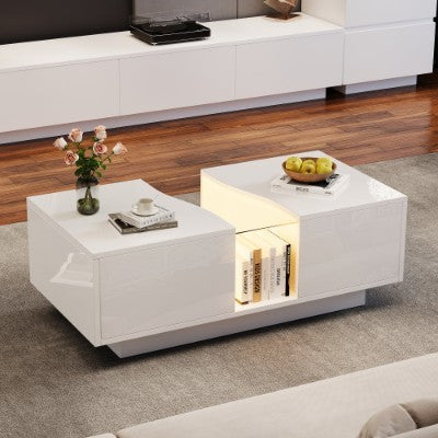LED Coffee Table with App Control - Modern High Gloss Table with 16-Colour Lighting
