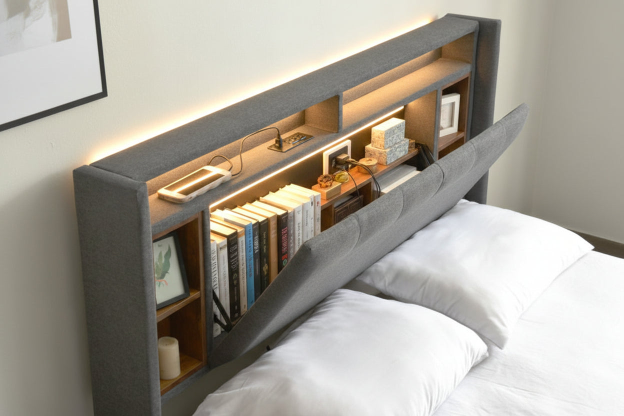 Solid Wood Bed Frame King Size - Natural Wooden Bed 160x200cm