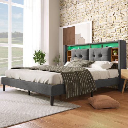 Solid Wood Bed Frame King Size - Natural Wooden Bed 160x200cm