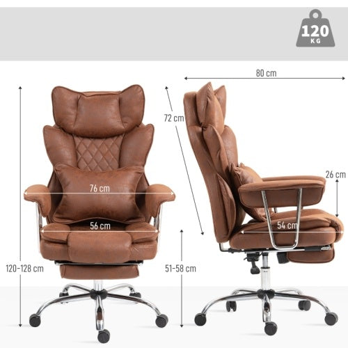 HOMCOM Reclining Office Chair with Lumbar Support - Executive Leatherette Desk Chair