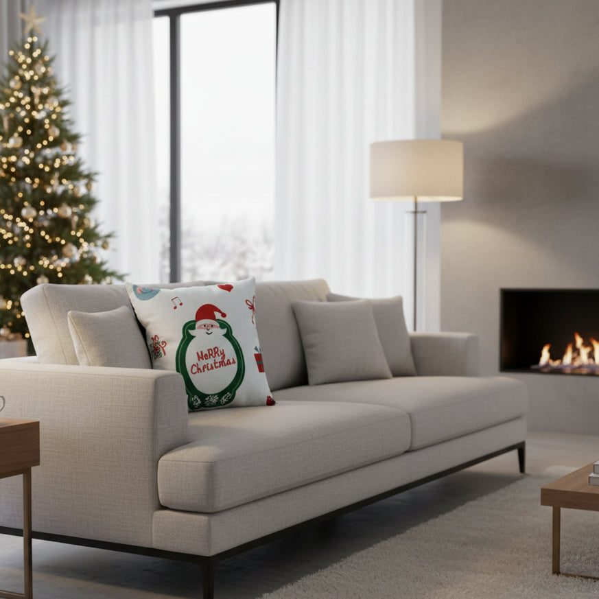 Christmas Linen Pillowcase - Festive Cushion Cover for Holiday Decor