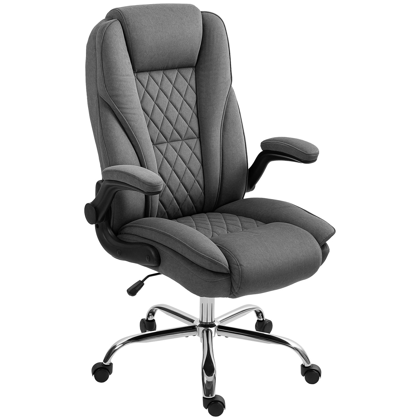 Executive Office Chair with Flip-Up Armrests - Diamond Fabric Computer Chair