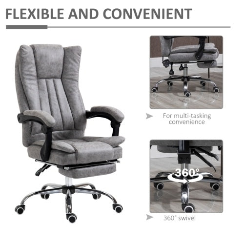 Vinsetto Reclining Office Chair - Microfibre Executive Chair with Footrest Grey