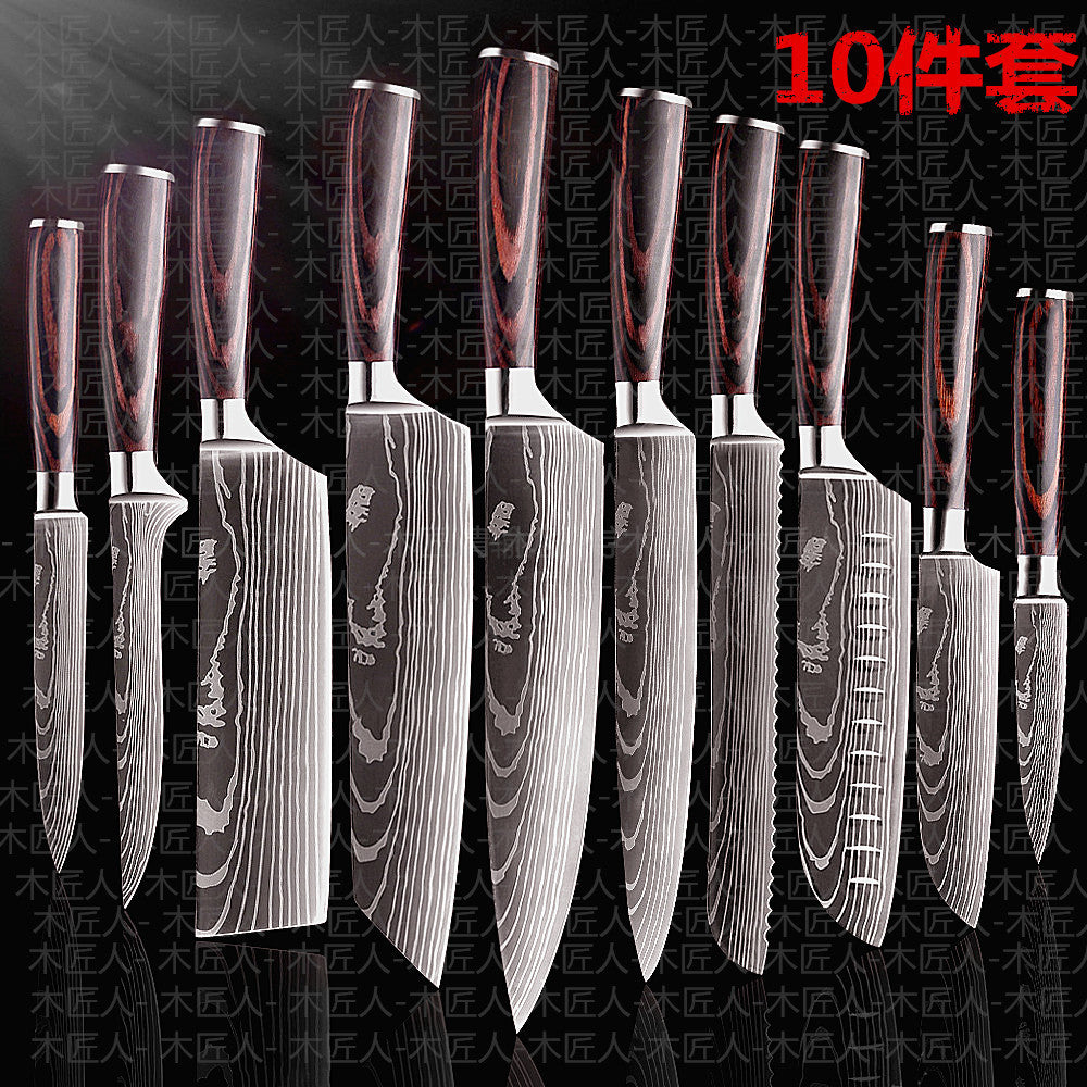 Professional Kitchen Cleaver Knife - Damascus Pattern Chef's Slicing Knife