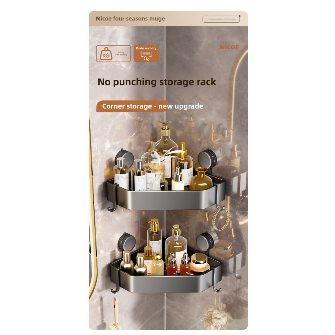 Suction Cup Bathroom Corner Bracket - 3-Tier Transparent Water Ripple Shelf