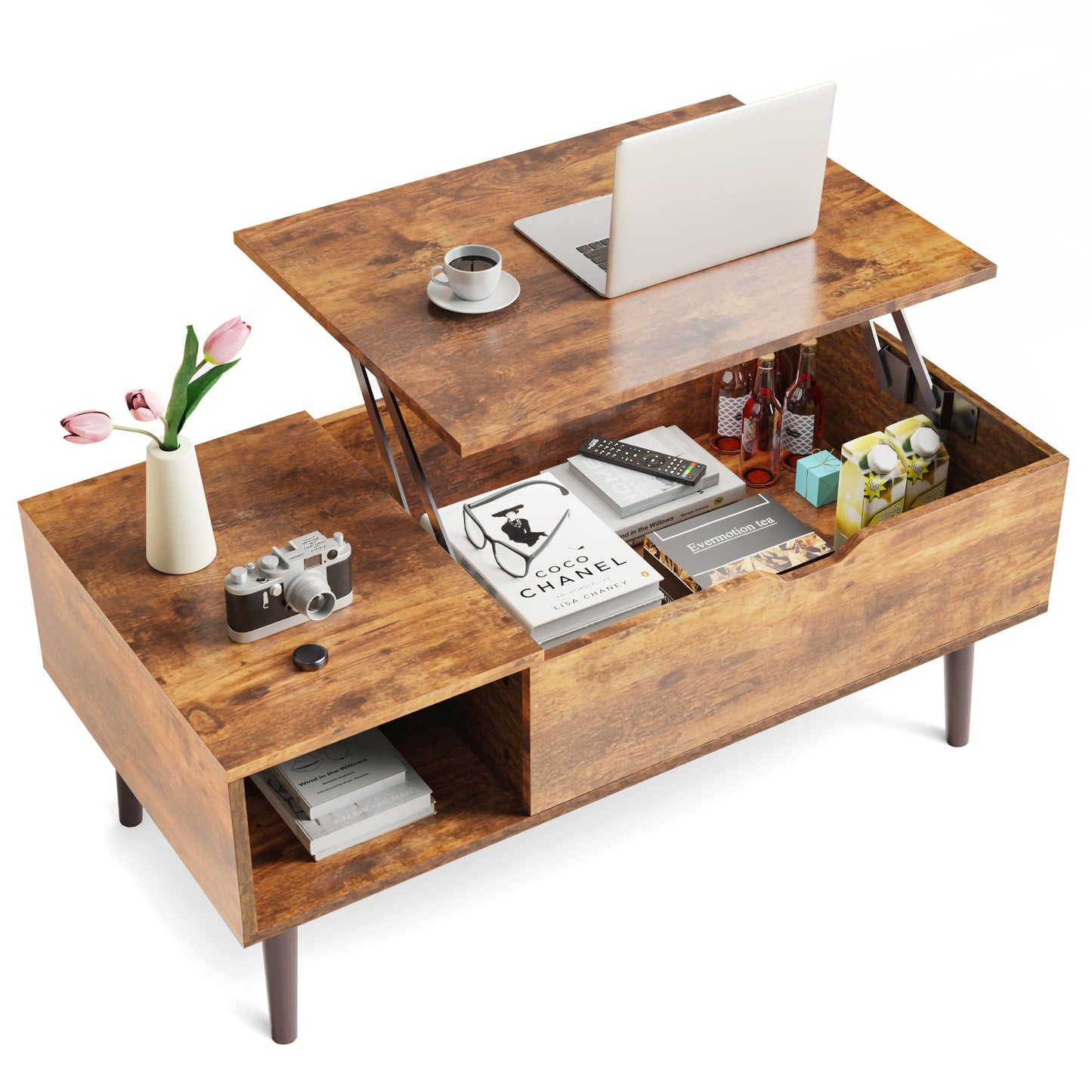 Lift Top Coffee Table with Hidden Storage - Modern Living Room Table