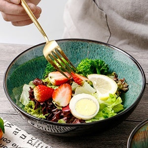 Creative Western Kiln Change Peacock Green Bowl 30oz - Set of 4 for Cereal, Salad, Pasta & Soup