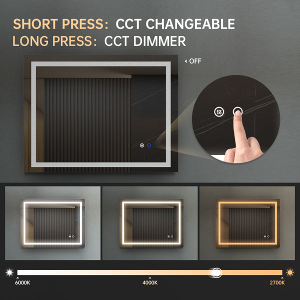 LED Lighting Bathroom Wall Mounted Mirror - Modern Illuminated Vanity Mirror