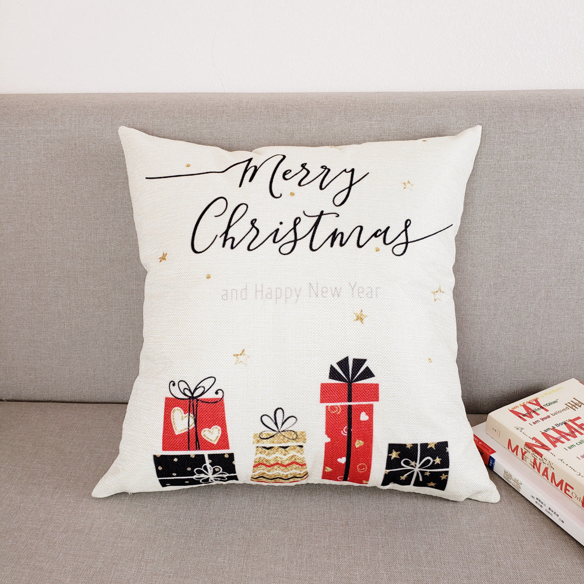 Christmas Linen Pillowcase - Festive Cushion Cover for Holiday Decor