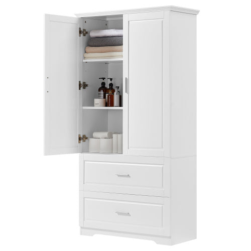 High Bathroom Storage Cabinet - Tall Vertical Storage with Multiple Compartments