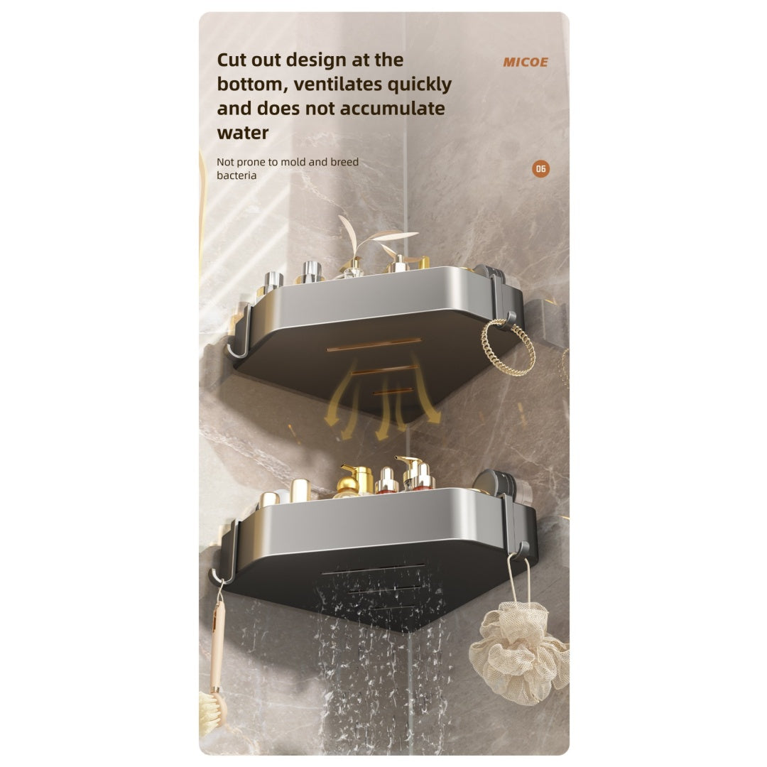 Suction Cup Bathroom Corner Bracket - 3-Tier Transparent Water Ripple Shelf