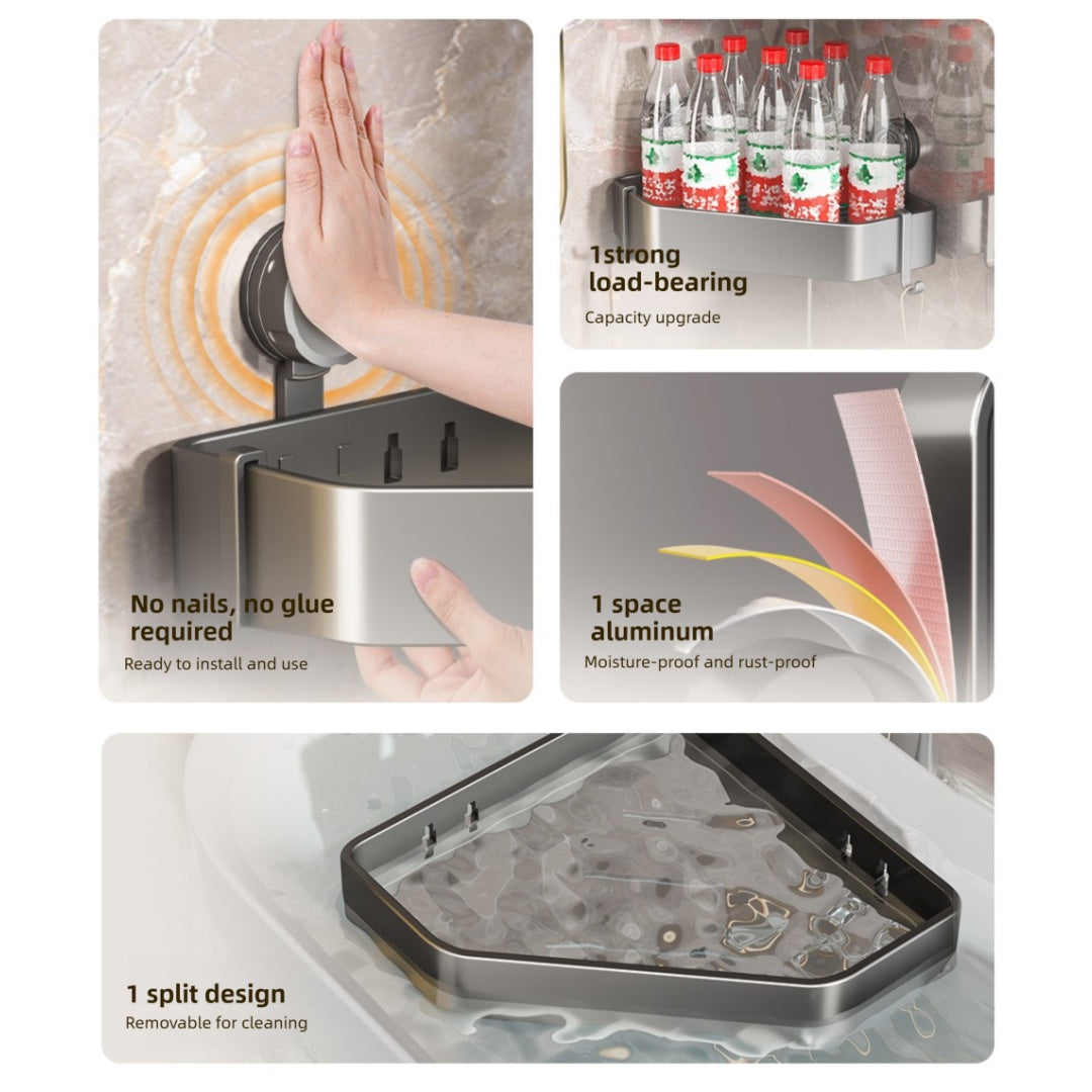 Suction Cup Bathroom Corner Bracket - 3-Tier Transparent Water Ripple Shelf