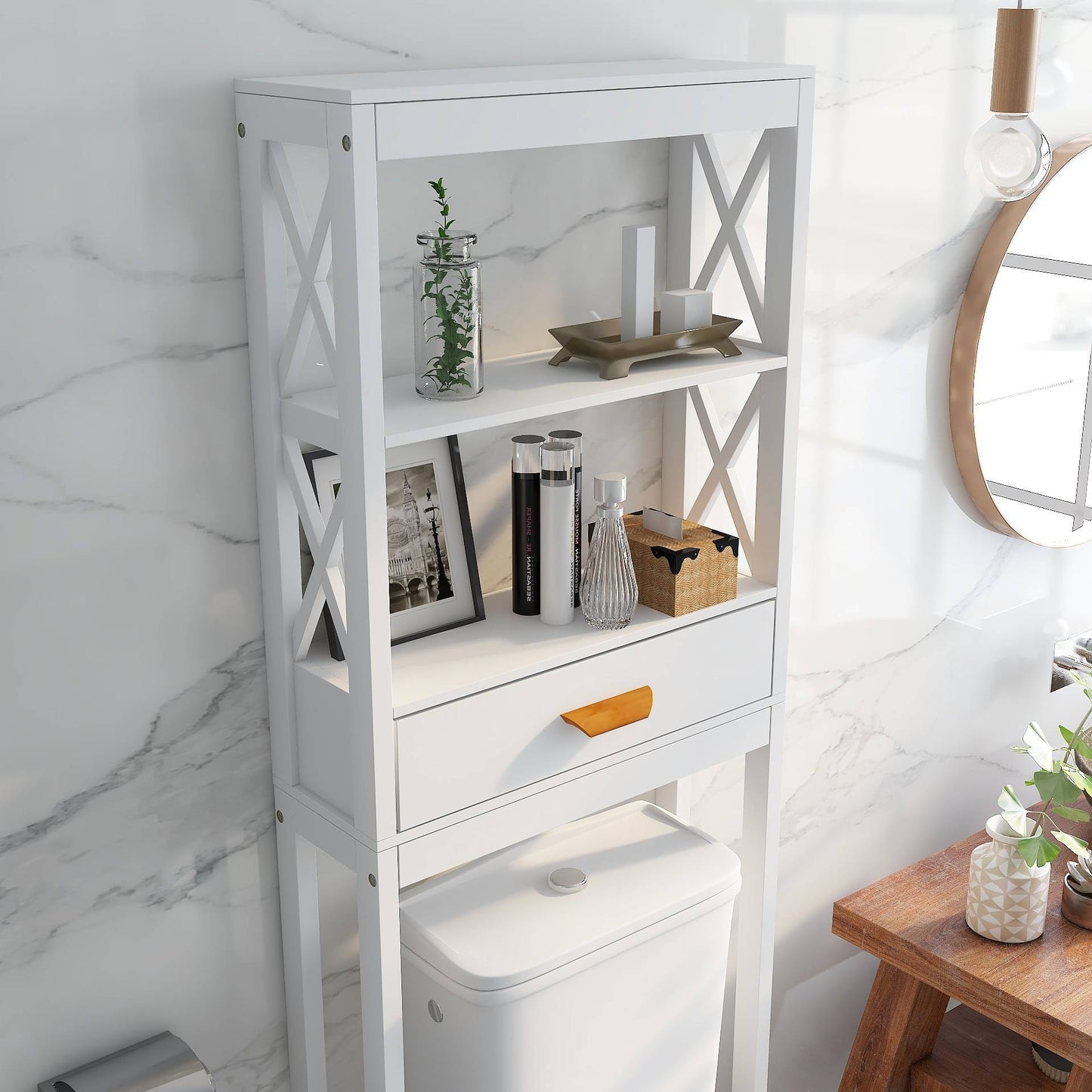 Over-the-Toilet Storage Cabinet with One Drawer - Space Saver Bathroom Rack