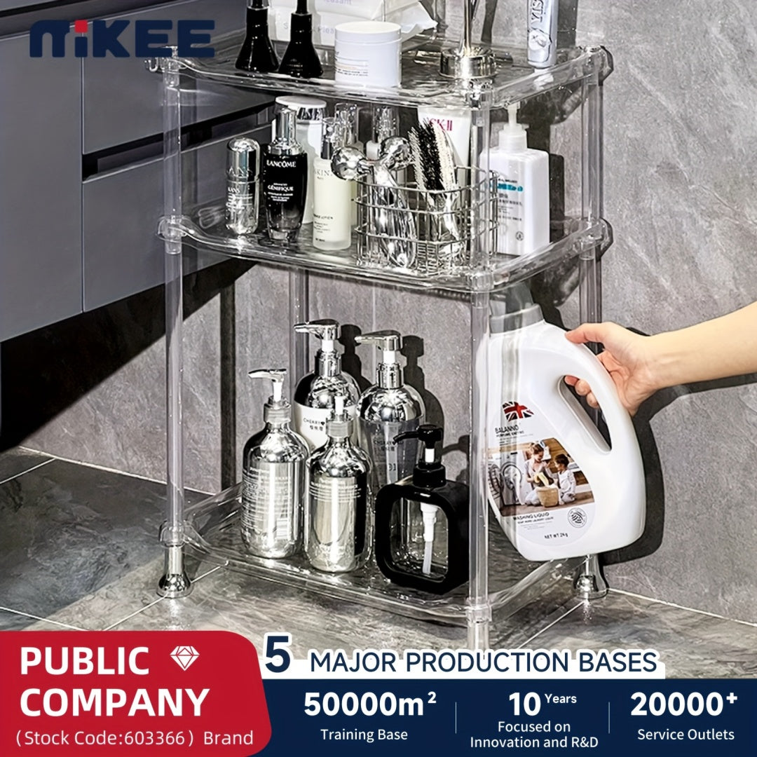 3-Tier Bathroom Water Ripple Transparent Shelf - Modern Acrylic Storage