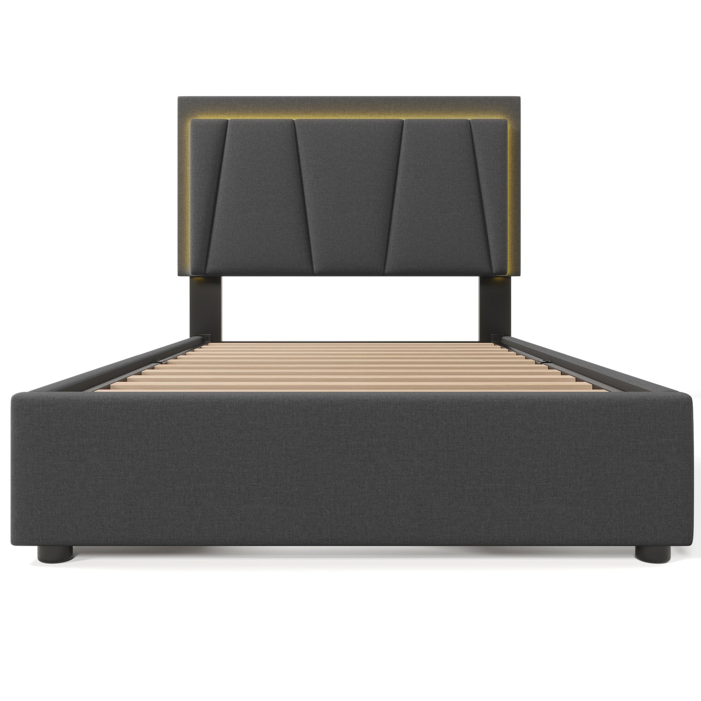 White Wooden Storage Bed Frame Single - 90x200cm Bed with Drawers