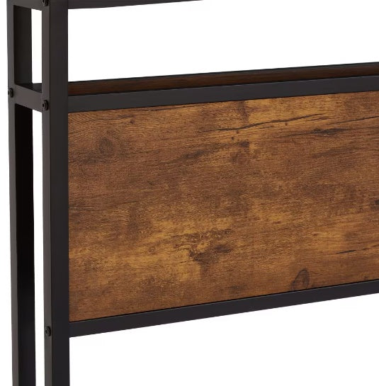 King Size Metal Platform Bed with Wooden Headboard, Footboard & USB Ports