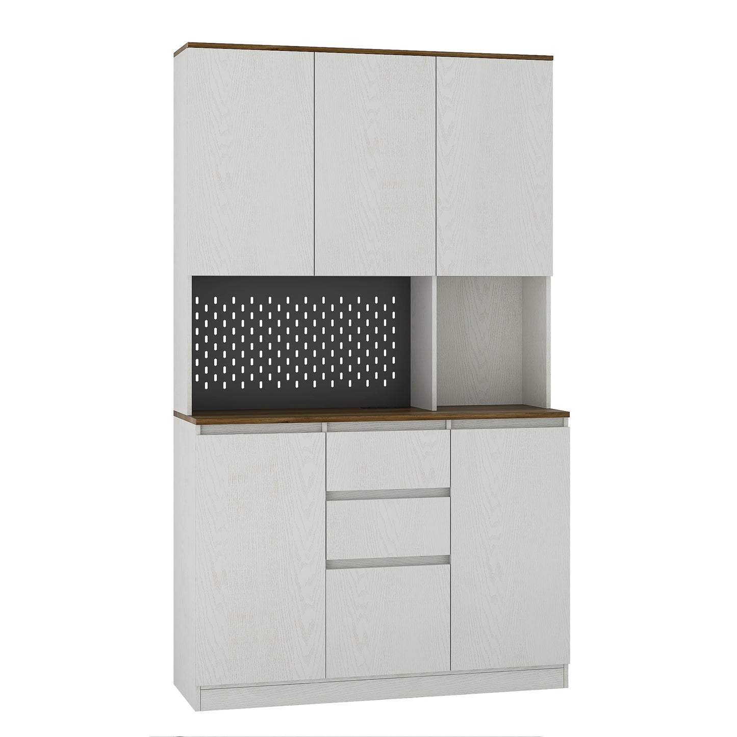 74" Kitchen Pantry Cabinet with Charging Station - Modern Cabinet with LED Lights & Microwave Stand