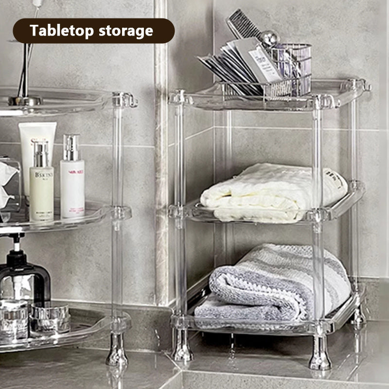 3-Tier Bathroom Water Ripple Transparent Shelf - Modern Acrylic Storage