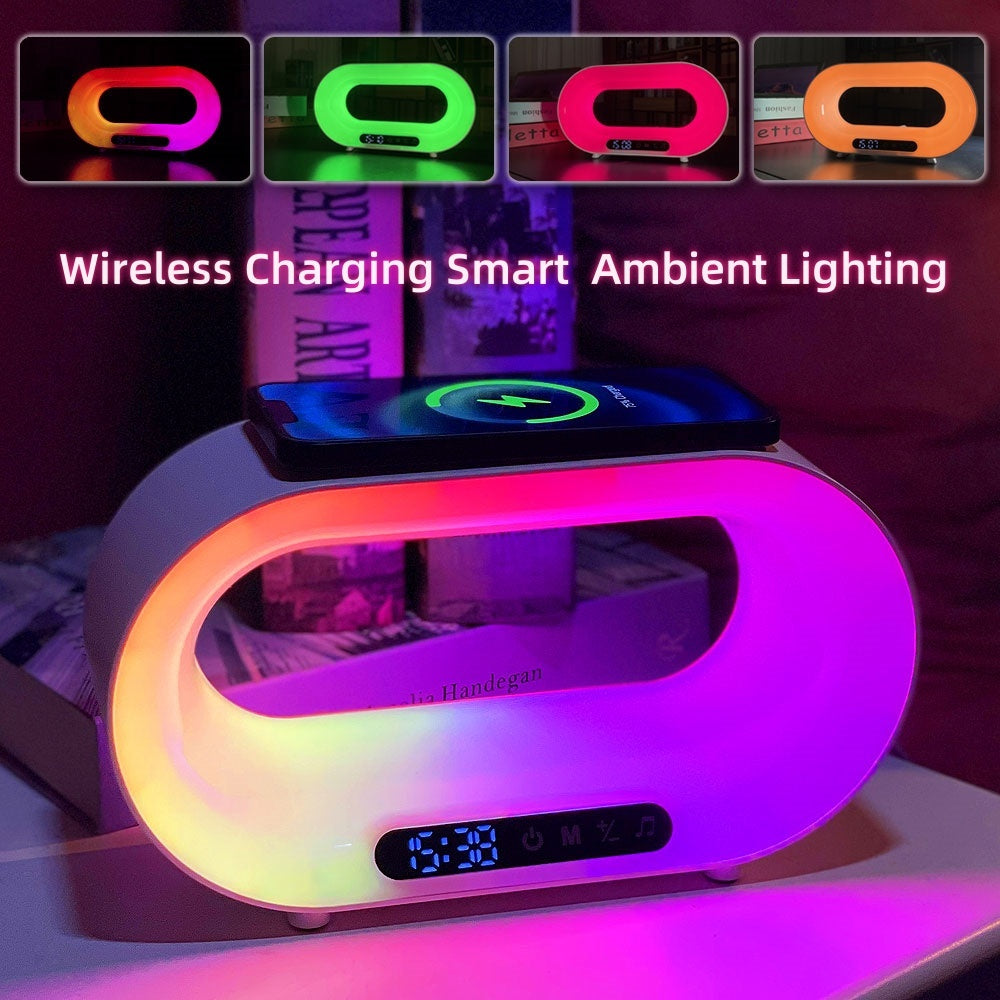 3-in-1 LED Night Light with Wireless Charger & Alarm Clock - Smart Desk Lamp