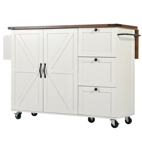 Kitchen Island Cart with Extendable Worktop - Mobile Storage Cabinet with Drawers