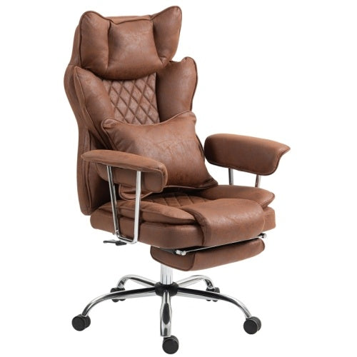 HOMCOM Reclining Office Chair with Lumbar Support - Executive Leatherette Desk Chair