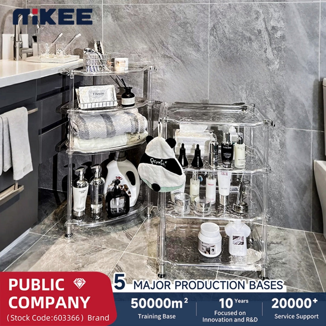 3-Tier Bathroom Water Ripple Transparent Shelf - Modern Acrylic Storage