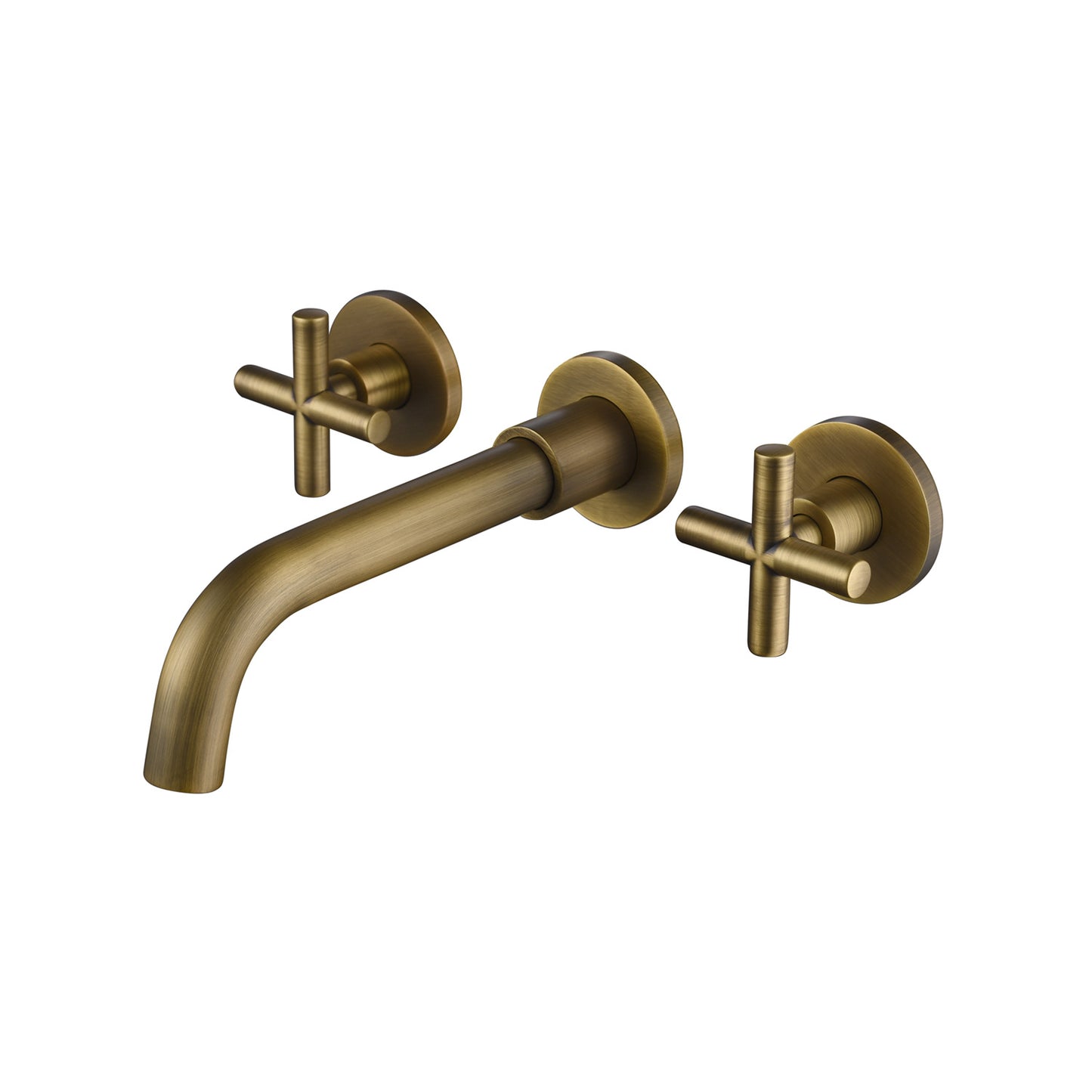 Wall-Mounted Bathroom Faucets - Brass Cross Handle Sink Faucet (Archaize Gold)