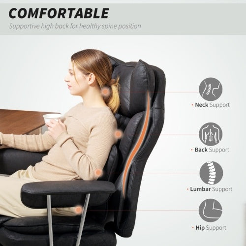 HOMCOM Reclining Office Chair with Lumbar Support - Executive Leatherette Desk Chair