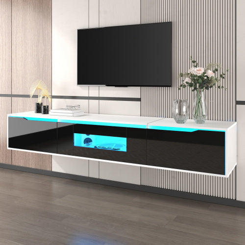 180cm High Gloss TV Cabinet with LED Lights - Modern Entertainment Unit for 50-59" TVs