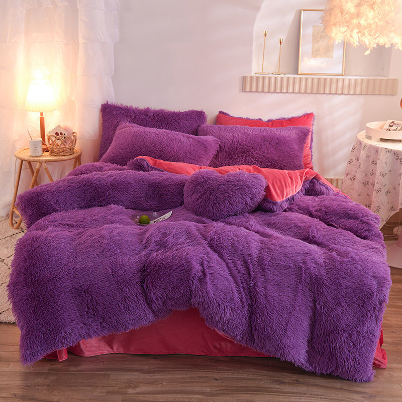 Luxury Thick Fleece Duvet Cover Set - Ultra-Soft Plush Winter Bedding for Queen & King Beds