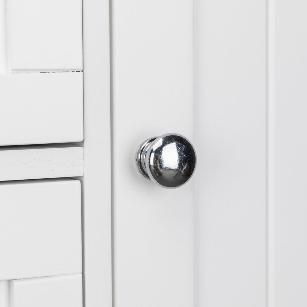 4-Drawer Single Door Bathroom Storage Cabinet - White Floor Standing Cabinet