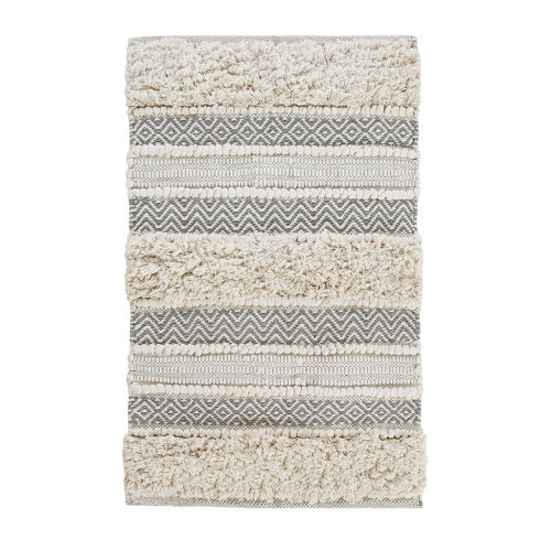 Woven Texture Stripe Bath Rug Grey 20x32