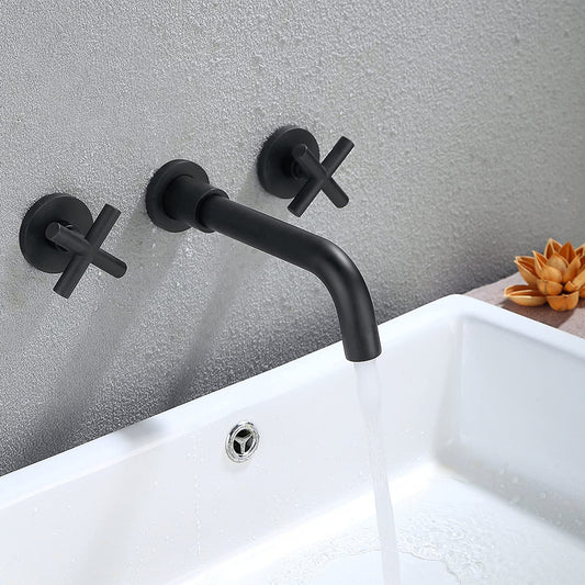 Bathroom Faucets, Wall-mounted Bathroom Sink Faucets (Matte Black)