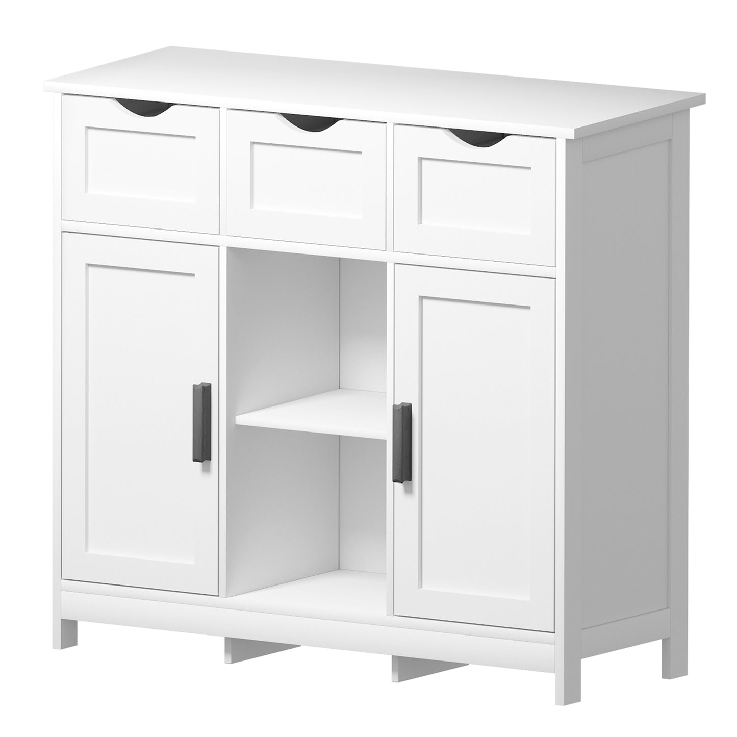 White Storage Cabinet with Drawers & Shelves - Multifunctional Home Furniture