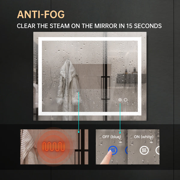 LED Lighting Bathroom Wall Mounted Mirror - Modern Illuminated Vanity Mirror