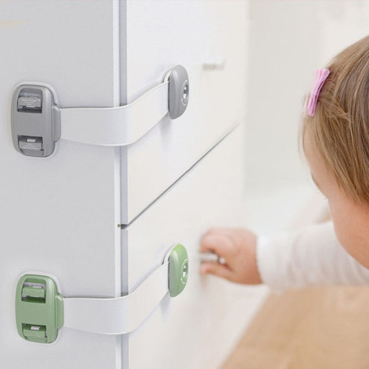 Child Safety Cabinet Locks - Adjustable Adhesive Straps for Baby Proofing (10 Pack)