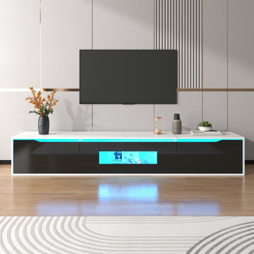 180cm High Gloss TV Cabinet with LED Lights - Modern Entertainment Unit for 50-59" TVs