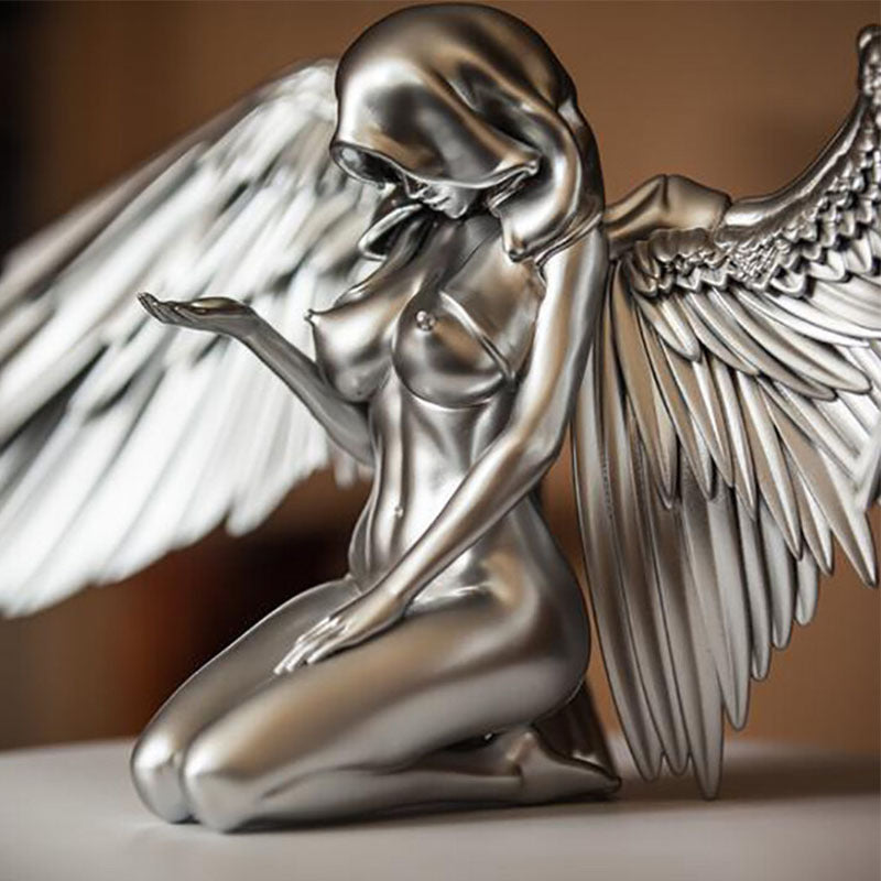Indoor Wings Angel Resin Ornaments - Modern Silver Decorative Sculpture