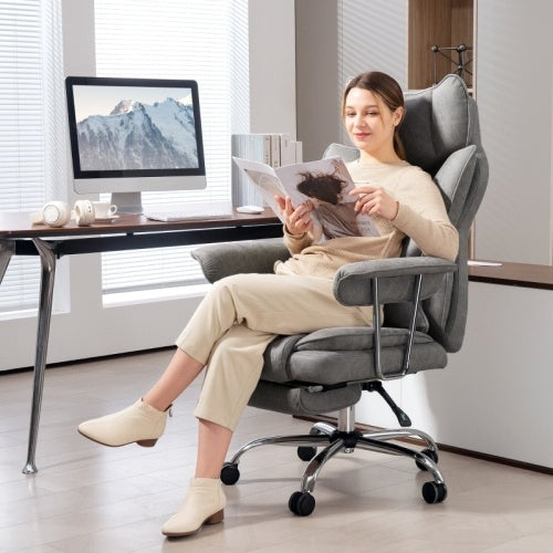 HOMCOM Reclining Office Chair with Lumbar Support - Executive Leatherette Desk Chair