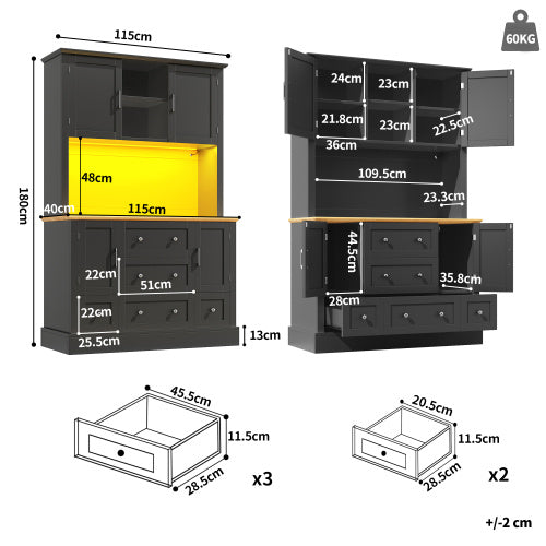 LED Bar Cabinet - Modern Home Bar with 16-Colour RGB Lighting & Wine Glass Holder