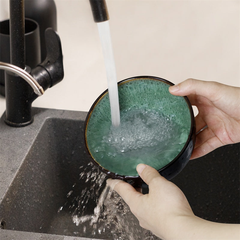 Creative Western Food Kiln Change Peacock Green Bowl 24oz - Set of 4