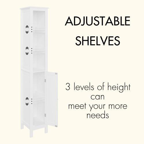 66.92" Tall Bathroom Storage Cabinet - Slim Freestanding Cabinet with Adjustable Shelves
