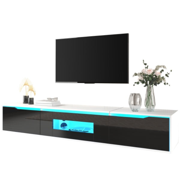 180cm High Gloss TV Cabinet with LED Lights - Modern Entertainment Unit for 50-59" TVs