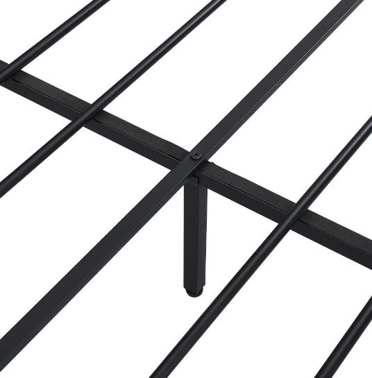 King Size Metal Platform Bed Frame with Wooden Headboard & USB Charging