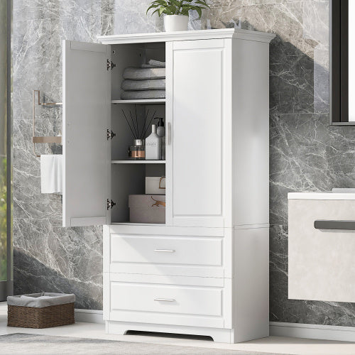 High Bathroom Storage Cabinet - Tall Vertical Storage with Multiple Compartments
