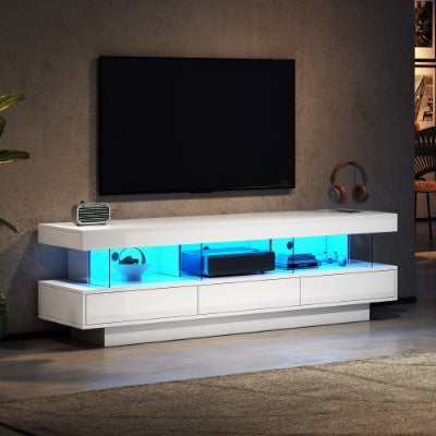 160cm High Gloss TV Stand with Smart LED Lights - Modern Entertainment Unit for 70-79" TVs