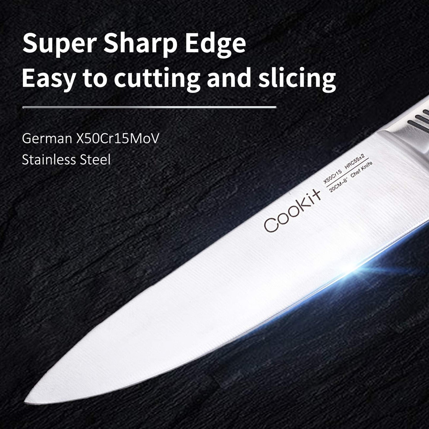 Kitchen Knife Set 15 Piece with Block - German Stainless Steel Chef Knives