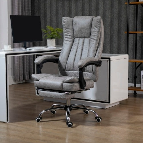 Vinsetto Reclining Office Chair - Microfibre Executive Chair with Footrest Grey