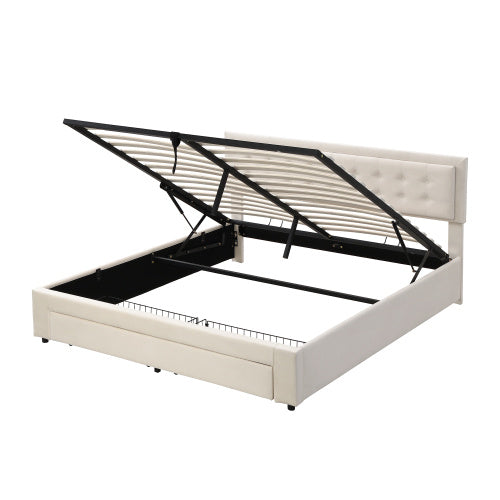 Grey Velvet King Bed Frame with Storage - 5FT Upholstered Bed with Slats (150x200cm)